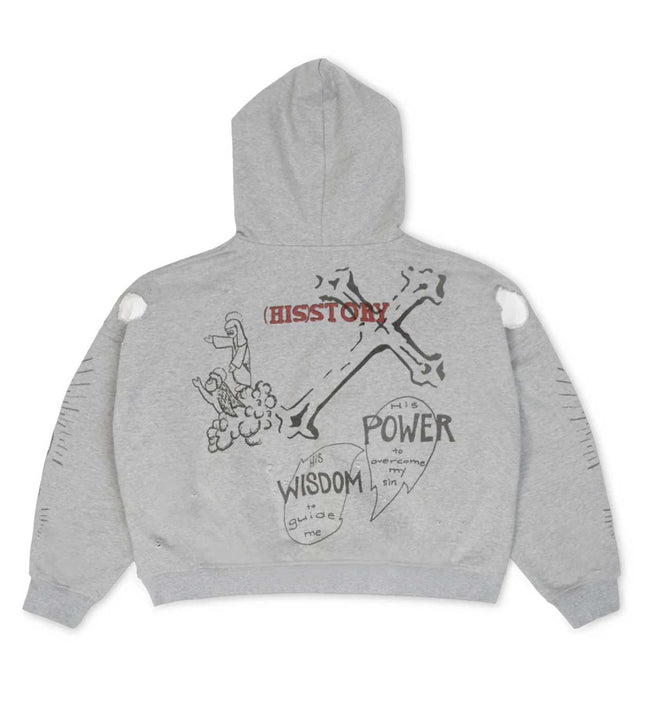 Righteous 3:16 Distressed Hoodie Grey Main Image