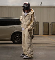 Righteous Tattoo Zip Up Hoodie Cream