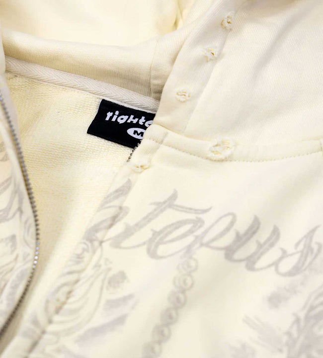 Righteous Tattoo Zip Up Hoodie Cream Main Image