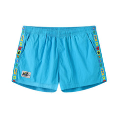 Underwater printed three-piece quick-drying low-rise beach shorts for sports wear at the seaside.