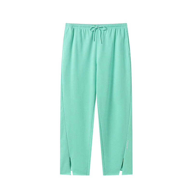 Low-waist, slit, adjustable rolled-edge joggers