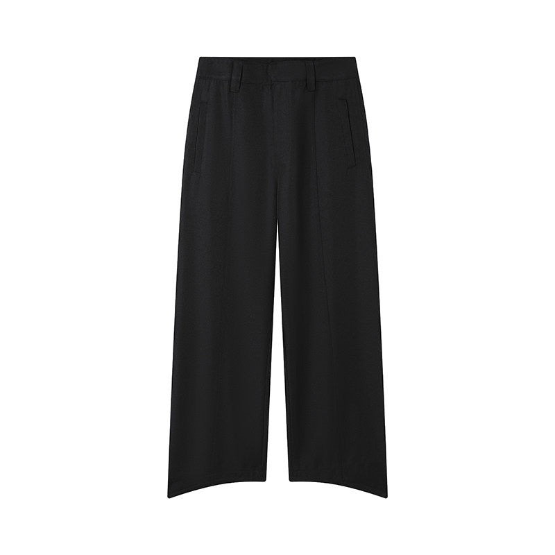 Straight-cut angled casual trousers