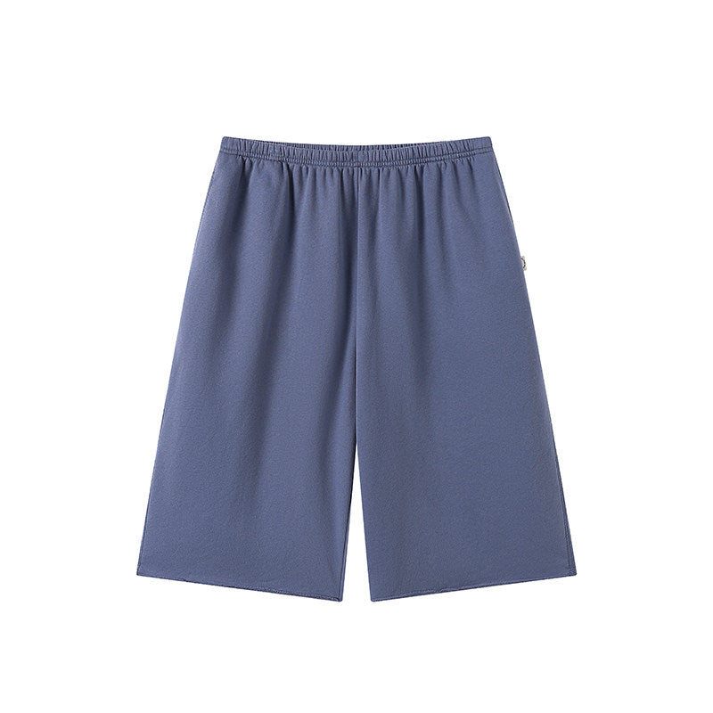 Embroidered three-quarter loose-fitting sweatpants, three-quarters of a pair of sports pants