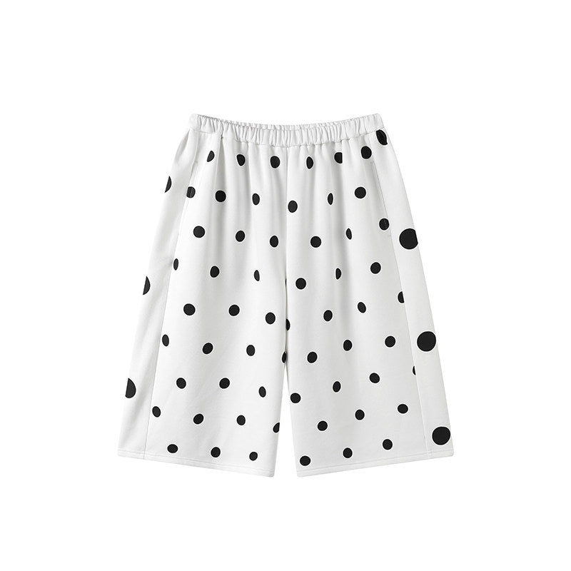 Dot-patterned casual seven-inch pants, versatile and comfortable