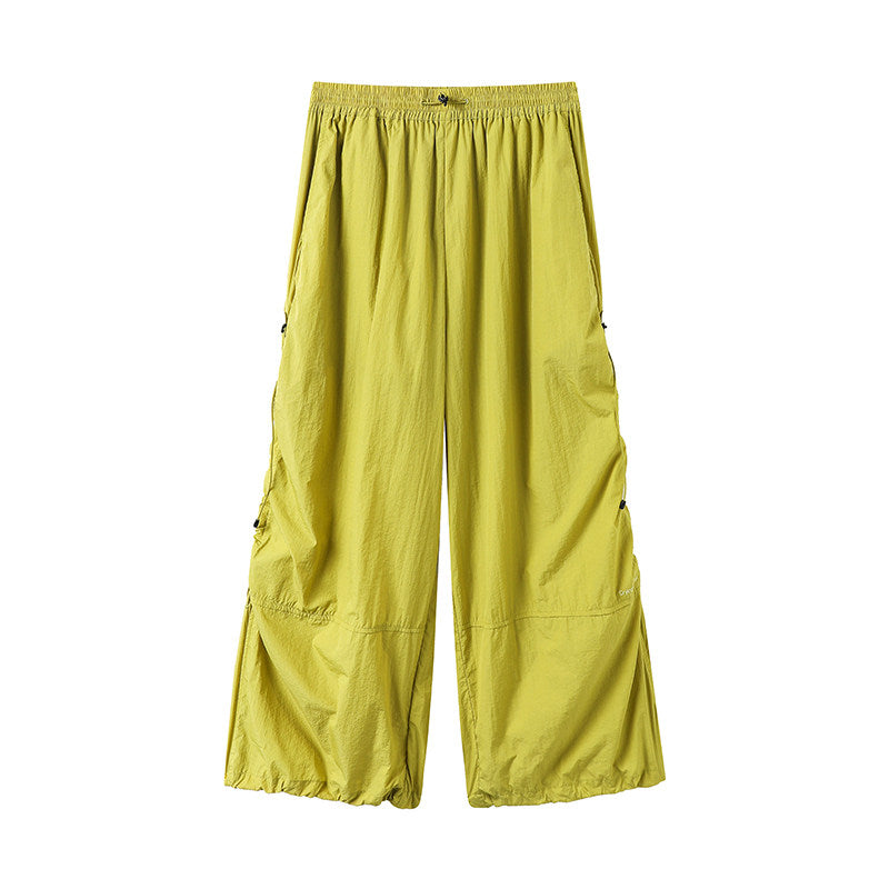 Pull-string fastening loose-knit wide-leg hiking pants for outdoor lightweight paratrooper pants