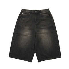 Neutral retro straight-leg mini jeans midriff-bottom style