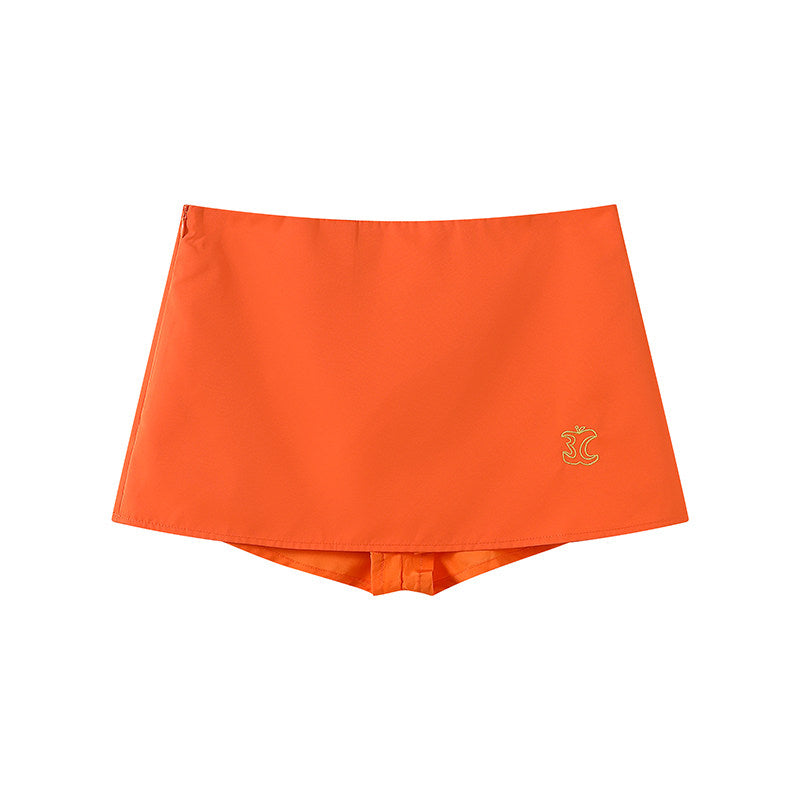 Apple embroidered sporty skirt