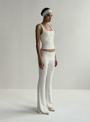 [w-pts24-055] Beyond Soft Fold Over Bootcut Pants - Cream