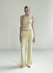 [w-pts24-056] Beyond Soft Fold Over Bootcut Pants - Butter