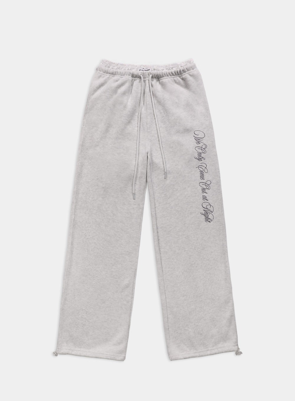 [w-pts23-056] Pure Lace Trim Jogger - Ash Gray