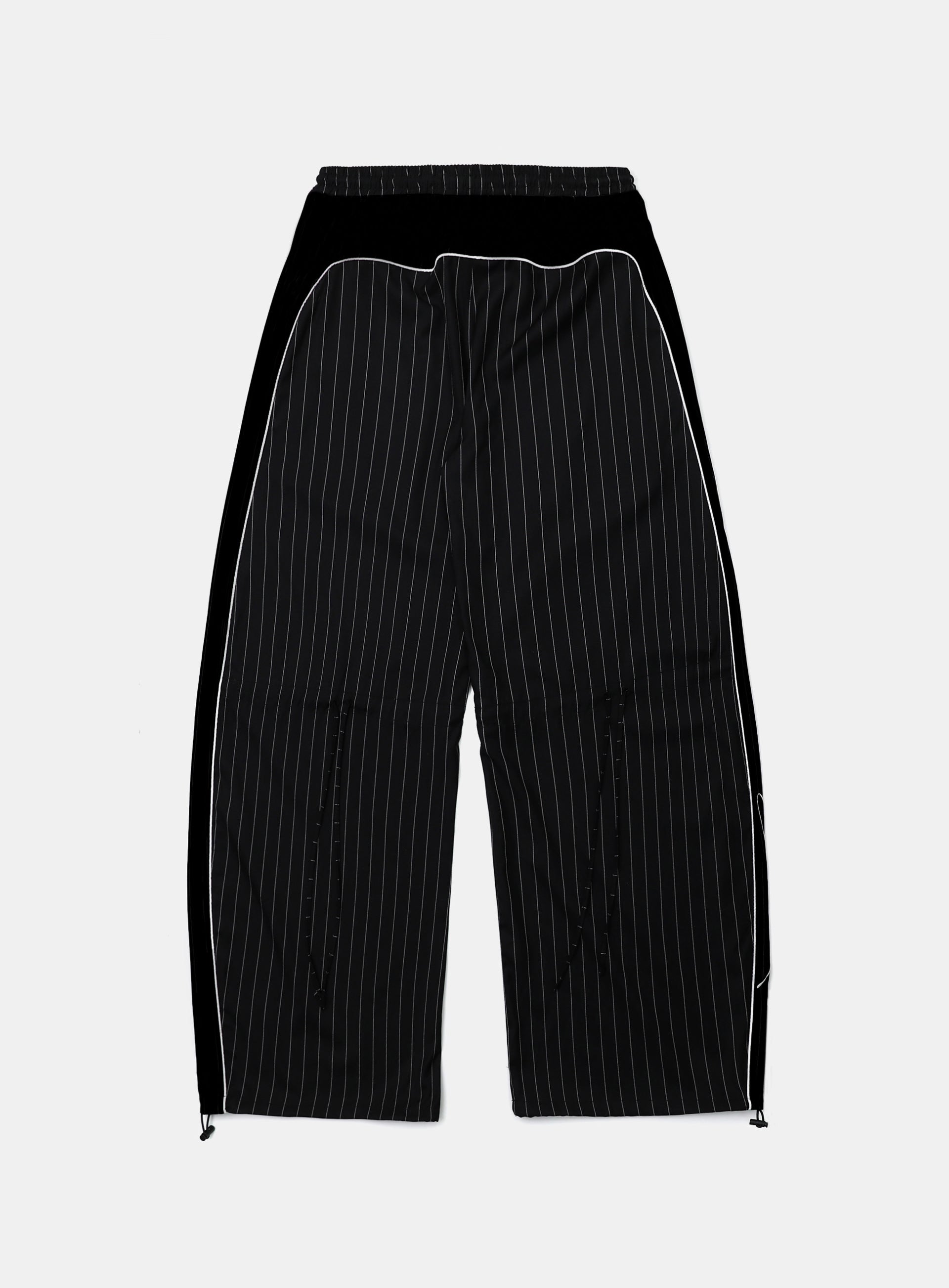 [w-pts25-024] Dark Classic Pinstripe Track Pants - Black