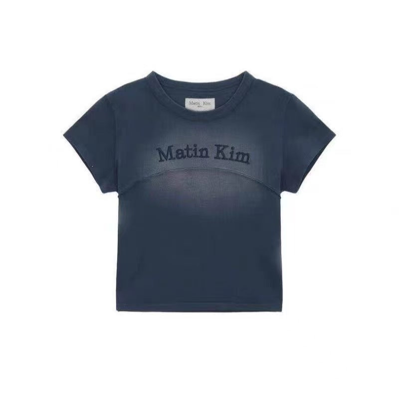 PIGMENT CUT OUT LOGO CROP TOP IN SMOKE BLUE