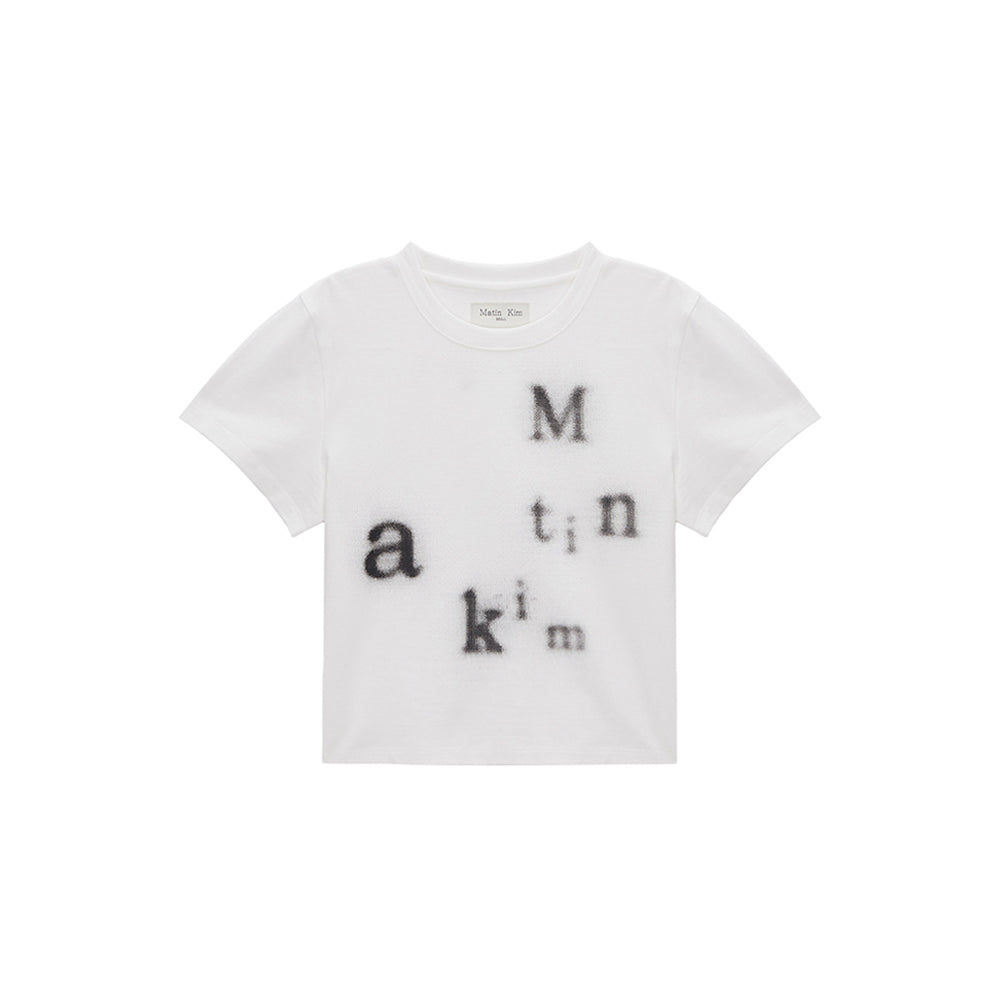 BLURRED LOGO CROP TOP IN WHITE