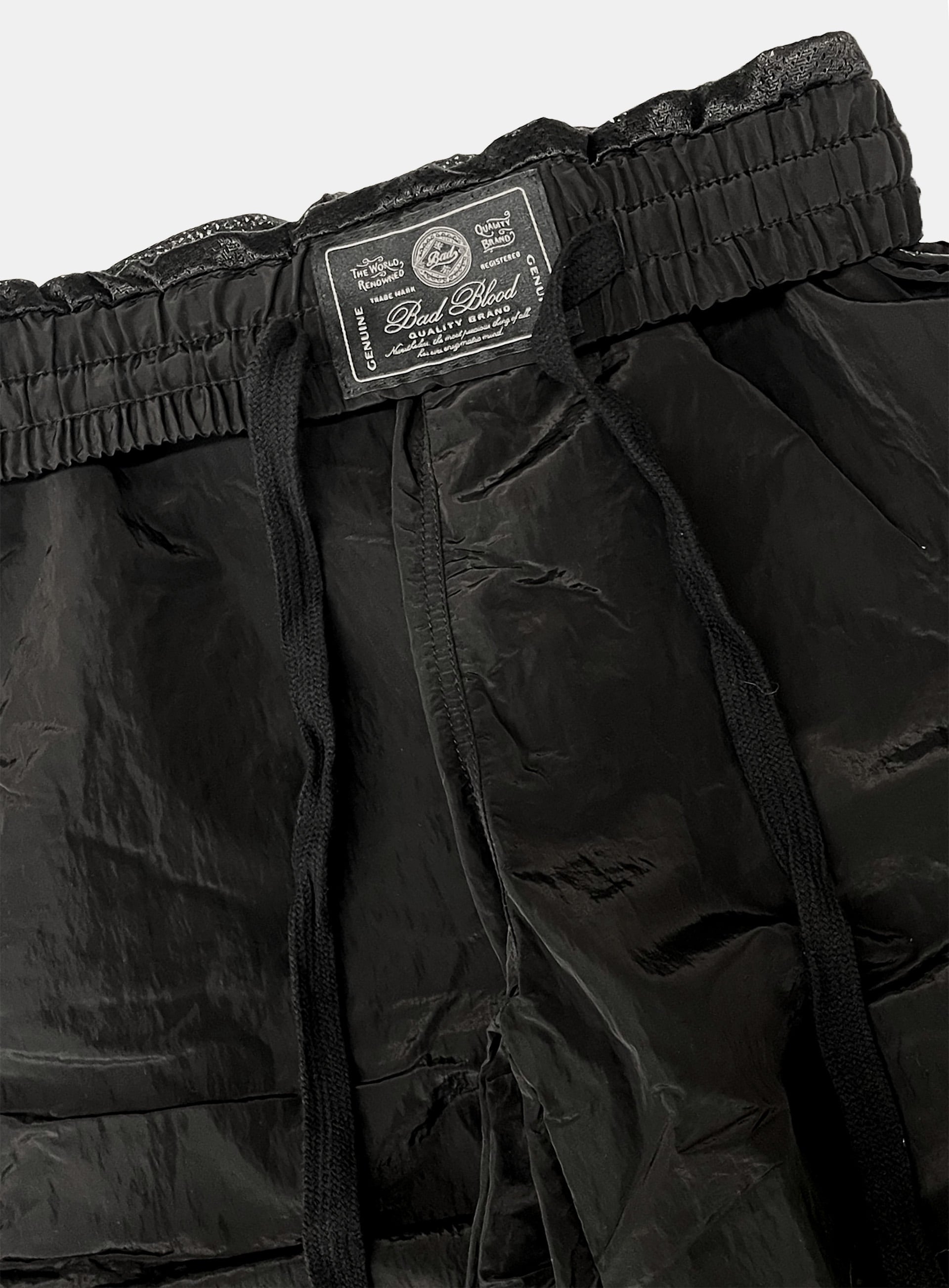 [w-pts25-013] Dark Billy Nylon Curved Track Pants - Black