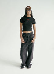 [w-jeans24-003] Billy Track Jeans Baggy Fit - Black