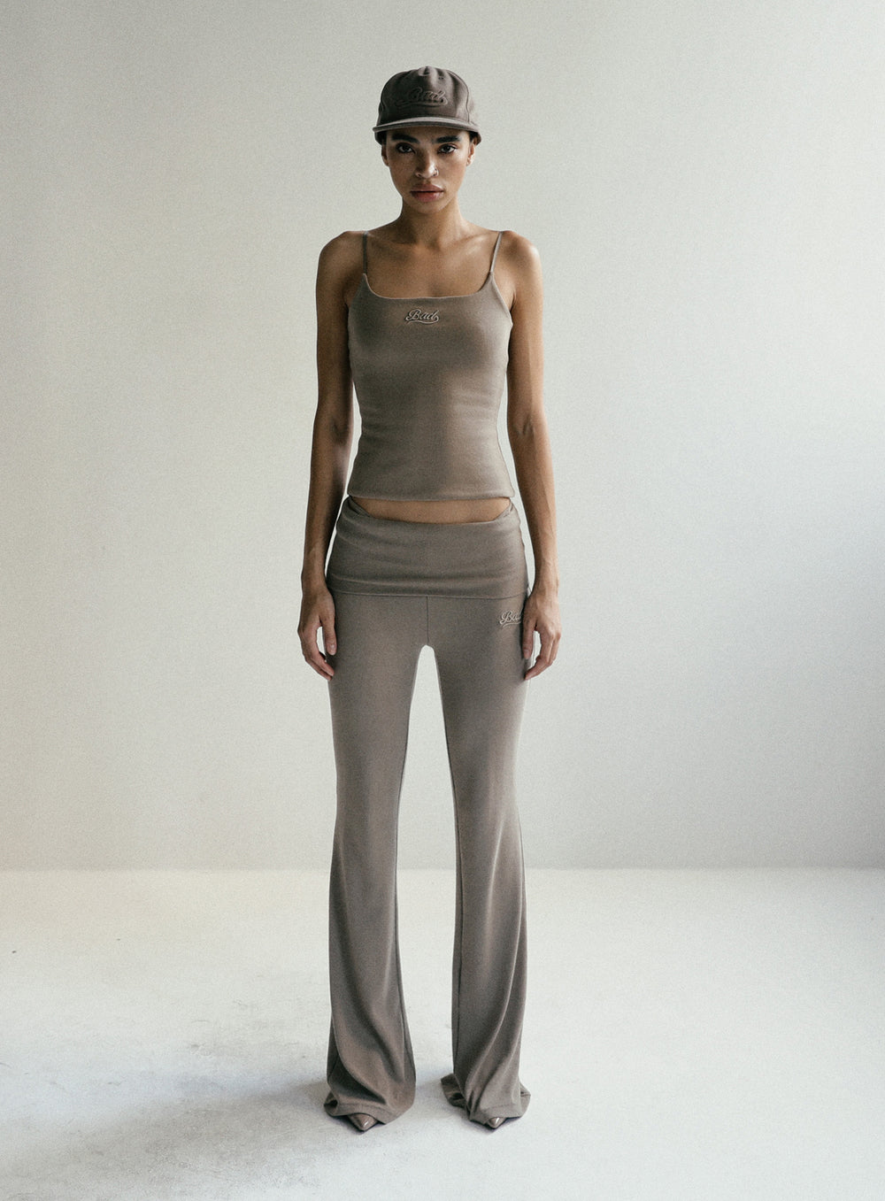 [w-pts24-058] Beyond Soft Fold Over Bootcut Pants - Tobacco