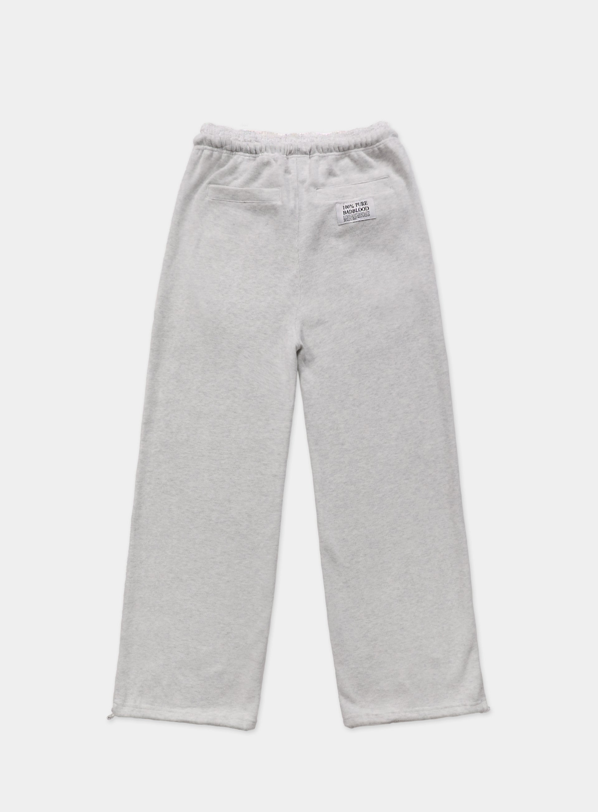 [w-pts23-056] Pure Lace Trim Jogger - Ash Gray
