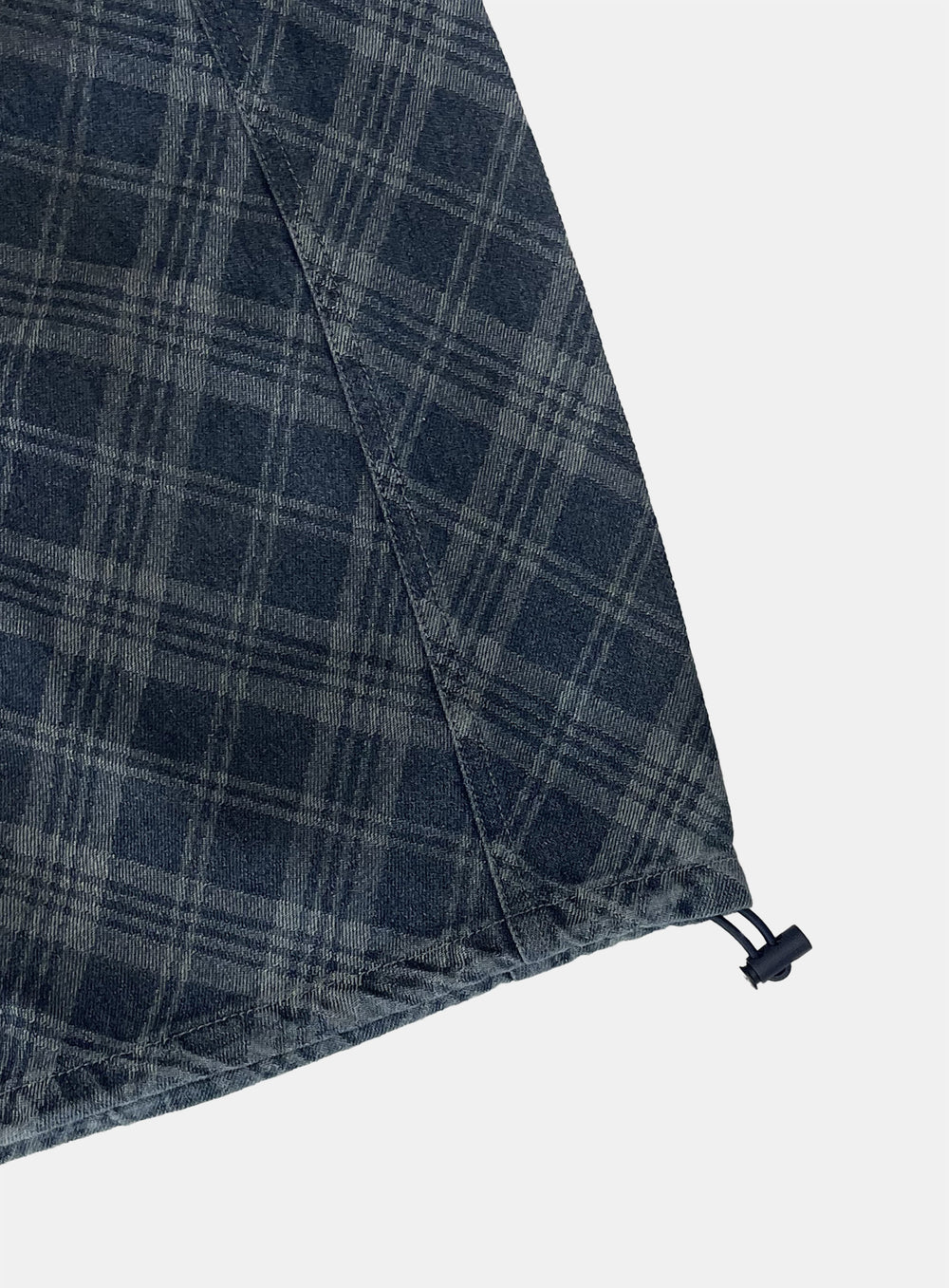 [w-pts25-036] Lion Patch Washed Barrel Pants - Blue Denim Check