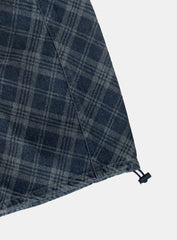 [w-pts25-036] Lion Patch Washed Barrel Pants - Blue Denim Check