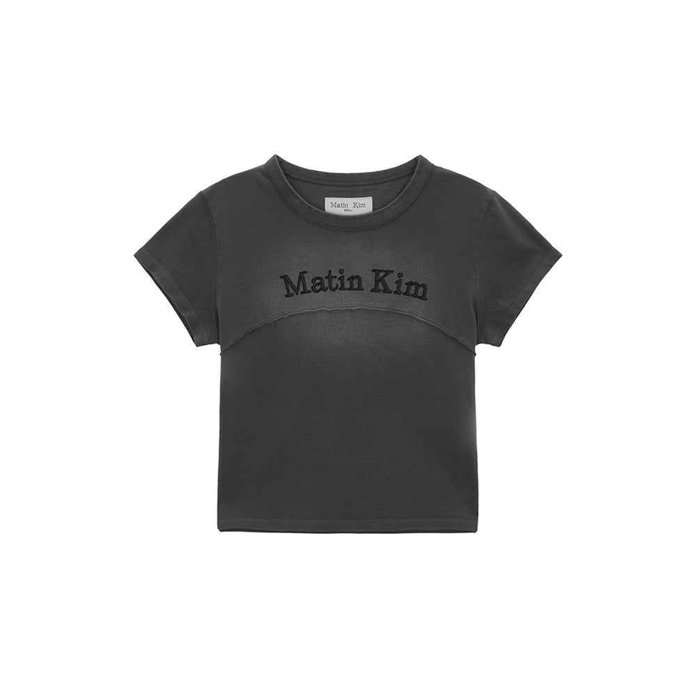 PIGMENT CUT OUT LOGO CROP TOP IN CHARCOAL