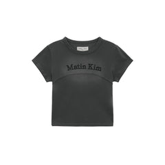 PIGMENT CUT OUT LOGO CROP TOP IN CHARCOAL