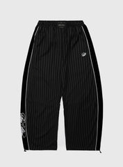 [w-pts25-024] Dark Classic Pinstripe Track Pants - Black