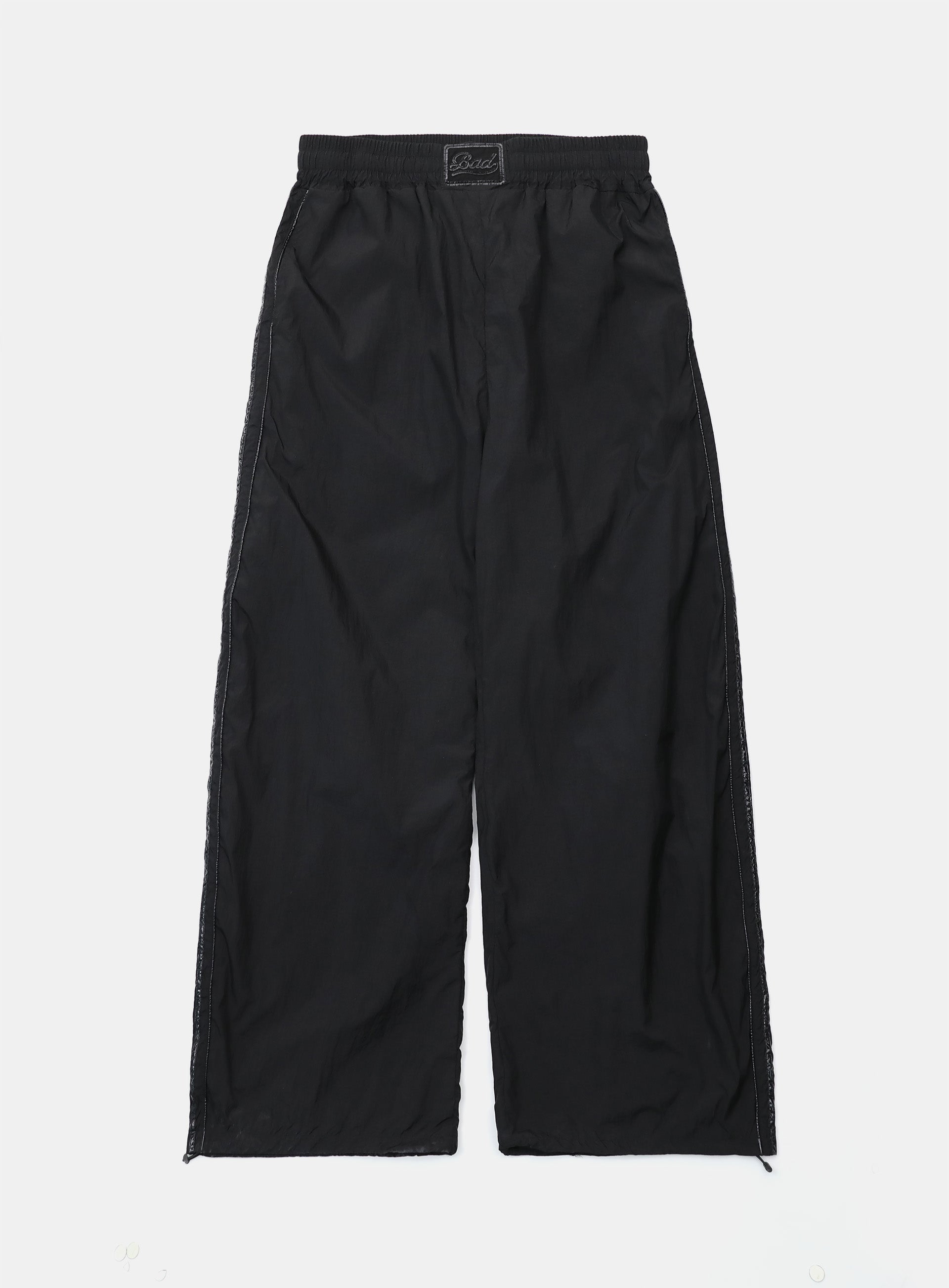 [w-pts25-013] Dark Billy Nylon Curved Track Pants - Black