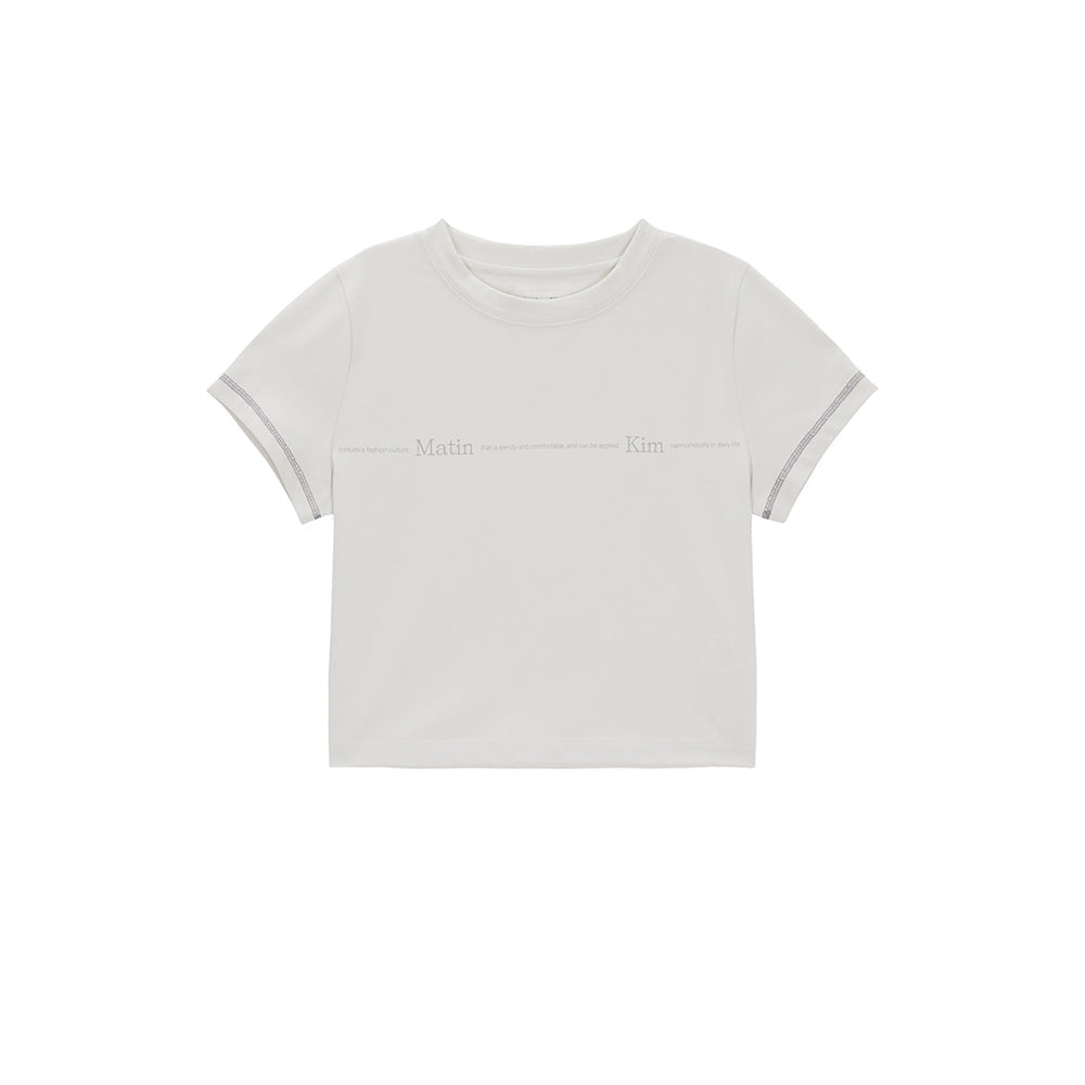 MATIN SMALL LINE LOGO STITCH CROP TOP IN LIGHT GREEN