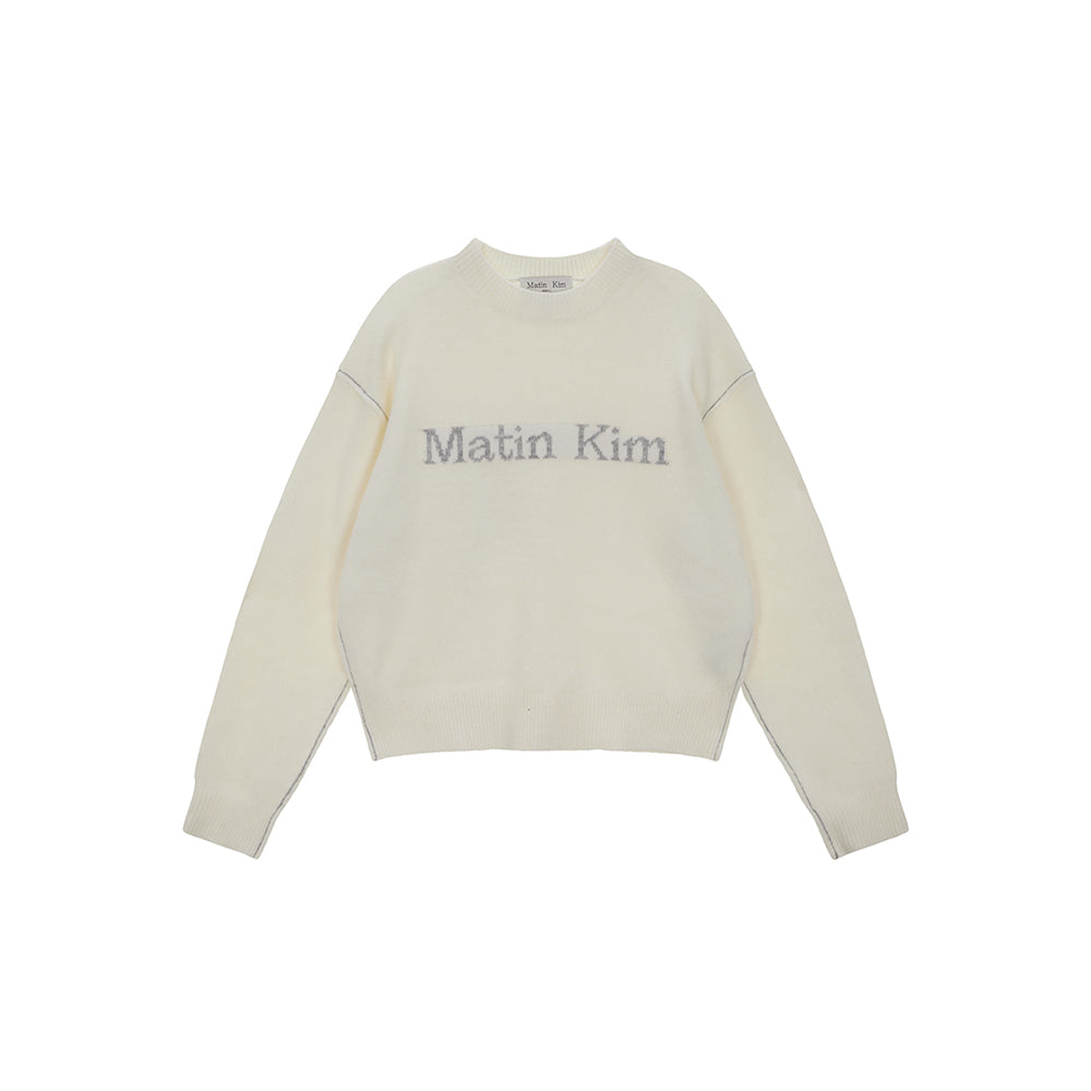 COLOR LINE POINT LOGO KNIT PULLOVER IN IVORY