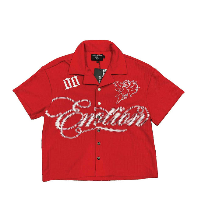 Mixed Emotions Signature Button Up Tee Red Hover Image