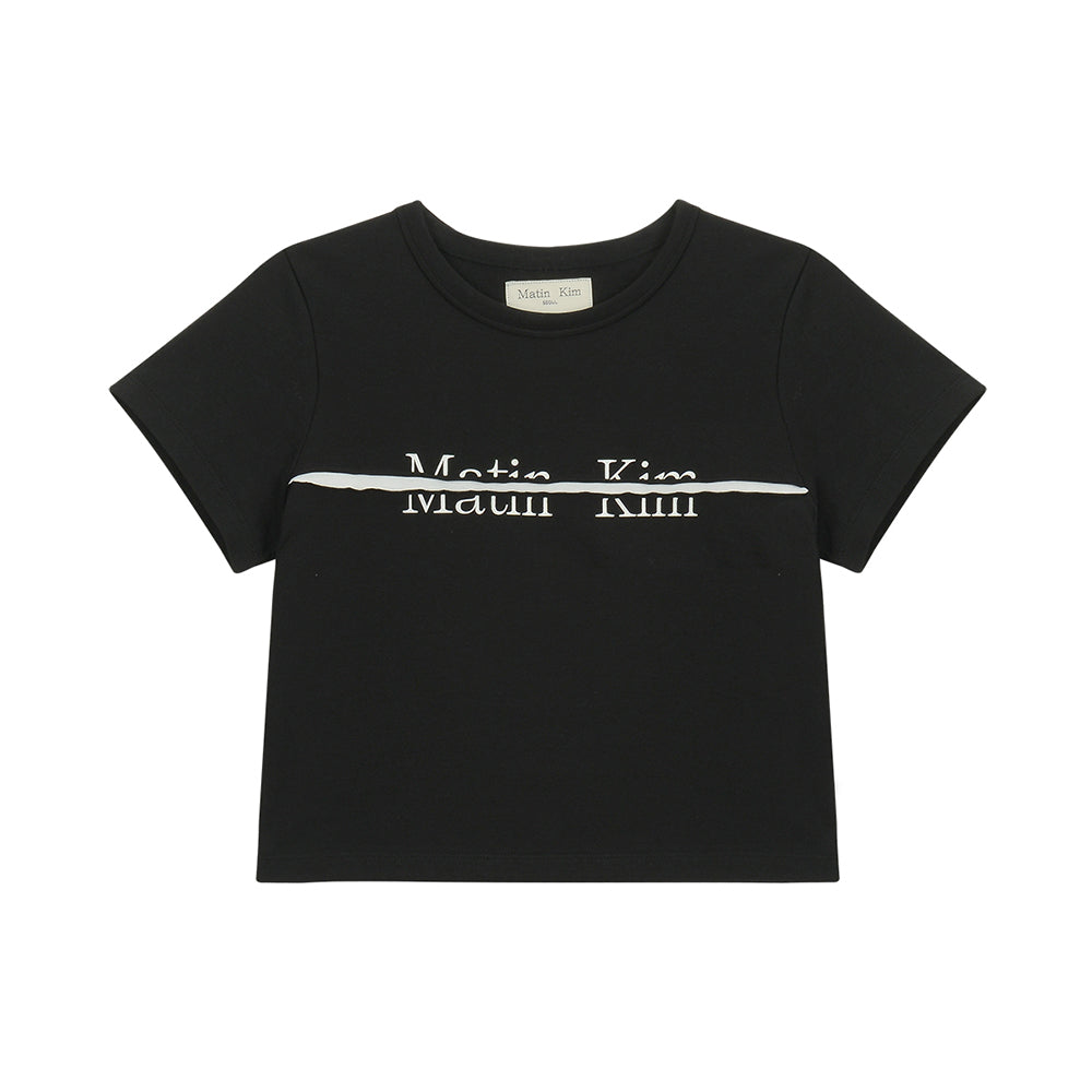 LOGO CUTTED CROP TOP IN BLACK